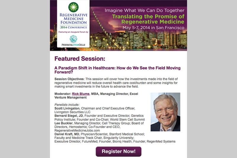 Regenerative Medicine Foundation Conference 2014 Feature E-mail Newsletter