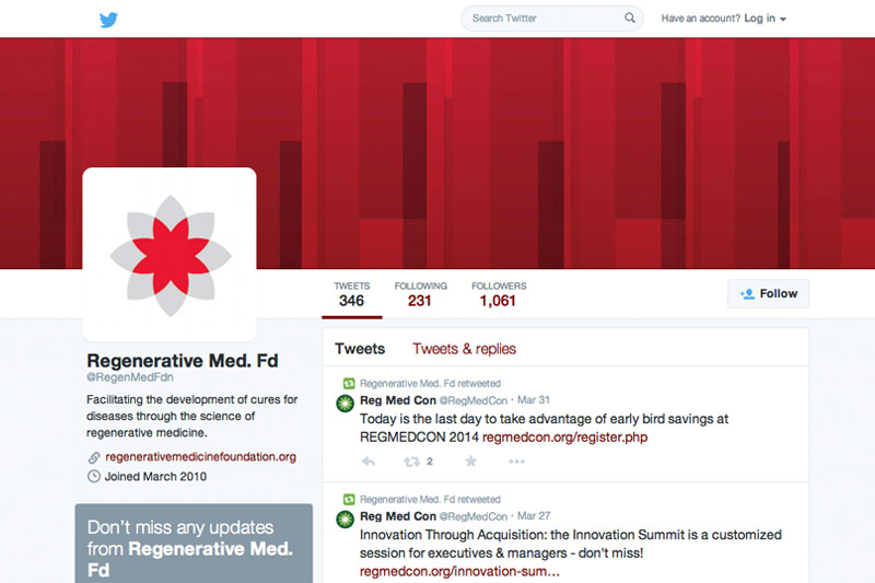 Regenerative Medicine Foundation Twitter Page